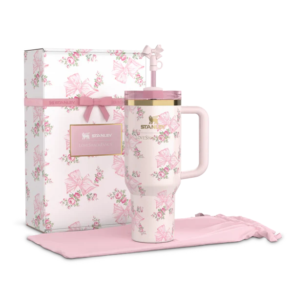 The Stanley X LoveShackFancy Holiday Quencher | 40 OZ - Rosa Beaux Pink with original Box