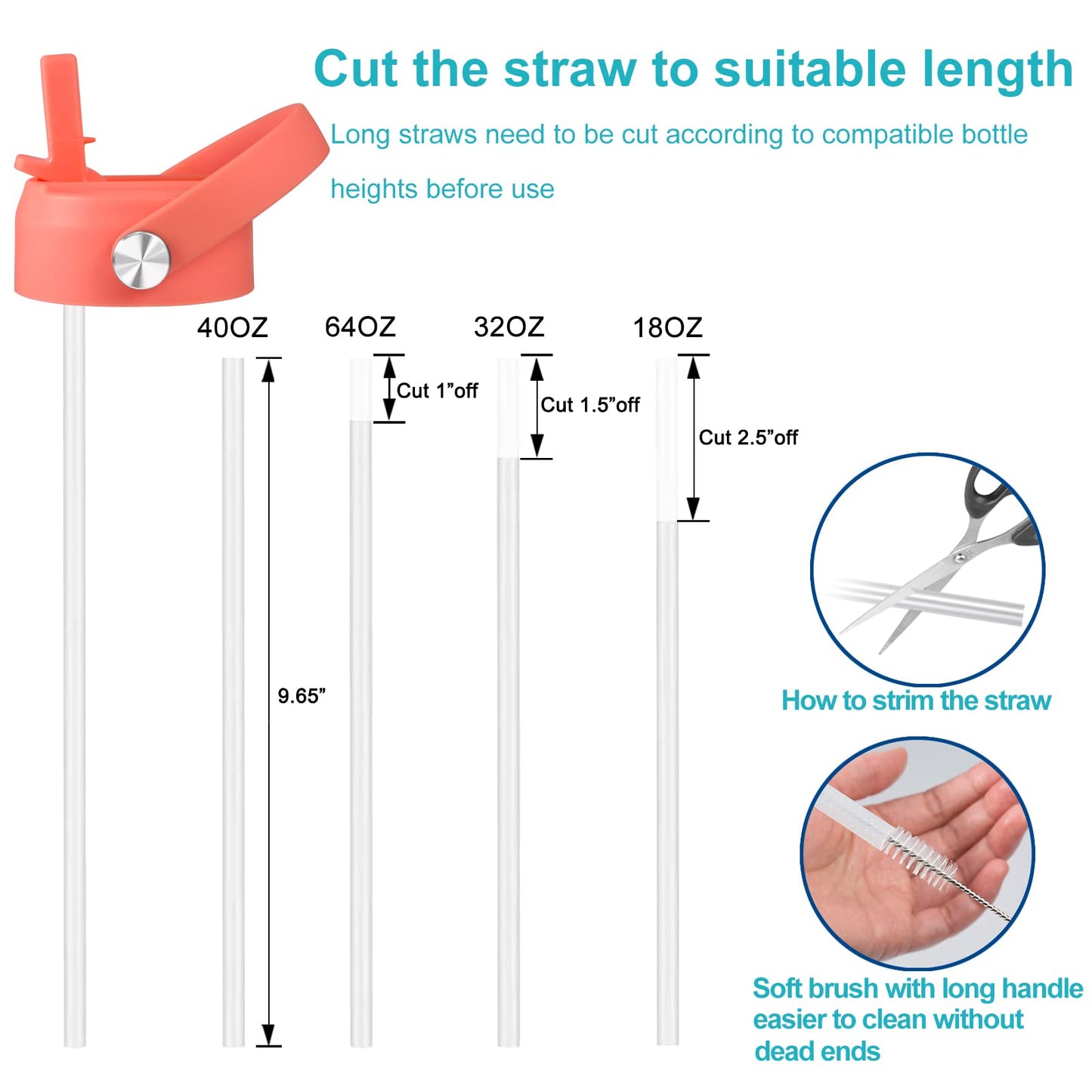 Straw Lid for Hydro Flask Wide Mouth, Lids with Straw for Hydroflask 12 16 18 20 32 40 oz Wide Mouth, Replacement Straw Cap for Hydroflask, Top Sport Bottle Lids Accessories, Hibiscus