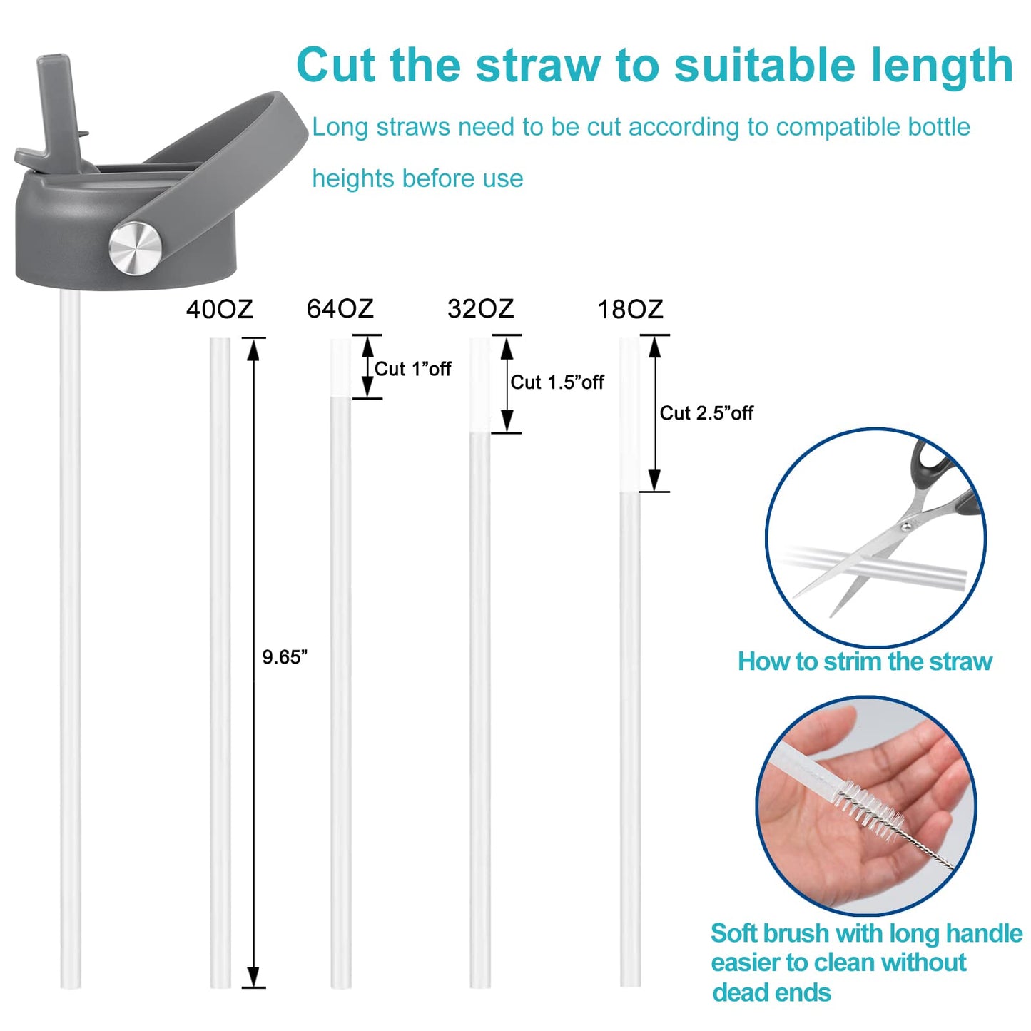 KMN Straw Lid for Hydro Flask Wide Mouth, Lids with Straw for Hydroflask 32 40 oz Wide Mouth, Replacement Straw Cap for Hydroflask, Top Sport Water Bottle Lids Accessories, Stone