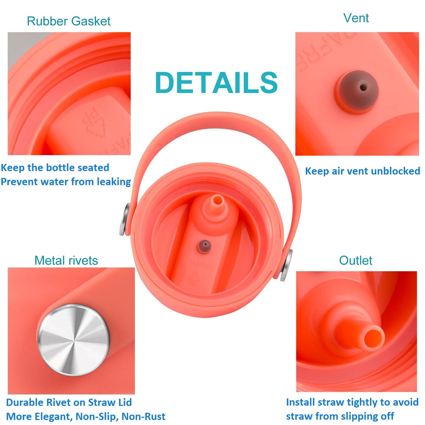Straw Lid for Hydro Flask Wide Mouth, Lids with Straw for Hydroflask 12 16 18 20 32 40 oz Wide Mouth, Replacement Straw Cap for Hydroflask, Top Sport Bottle Lids Accessories, Hibiscus