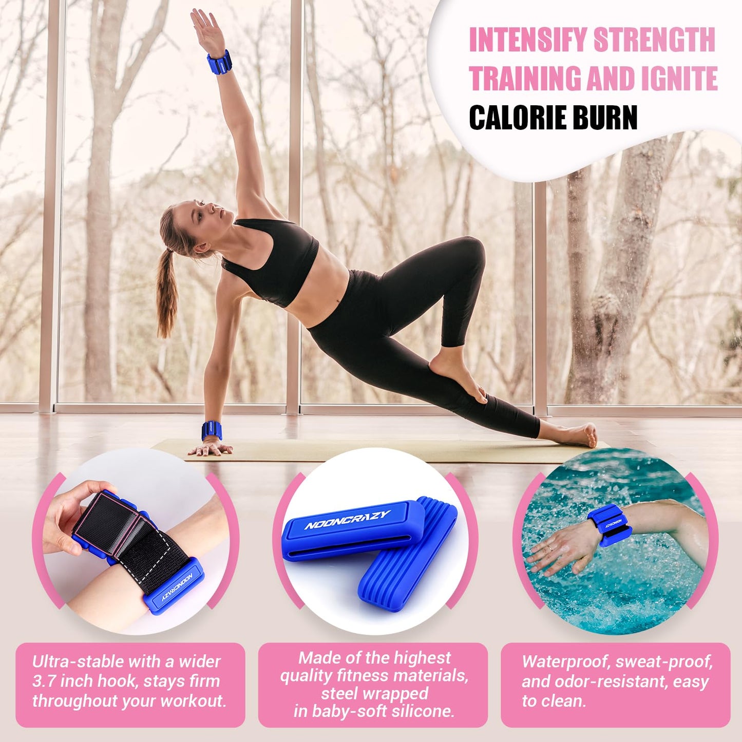 Pilates Wrist & Ankle Weights for Women, Wearable Strong Arm & Leg Weights Set of 2(1Lbs Each), Adjustable Ankle Weights for Walking, Yoga, Dance, Barre,Gym