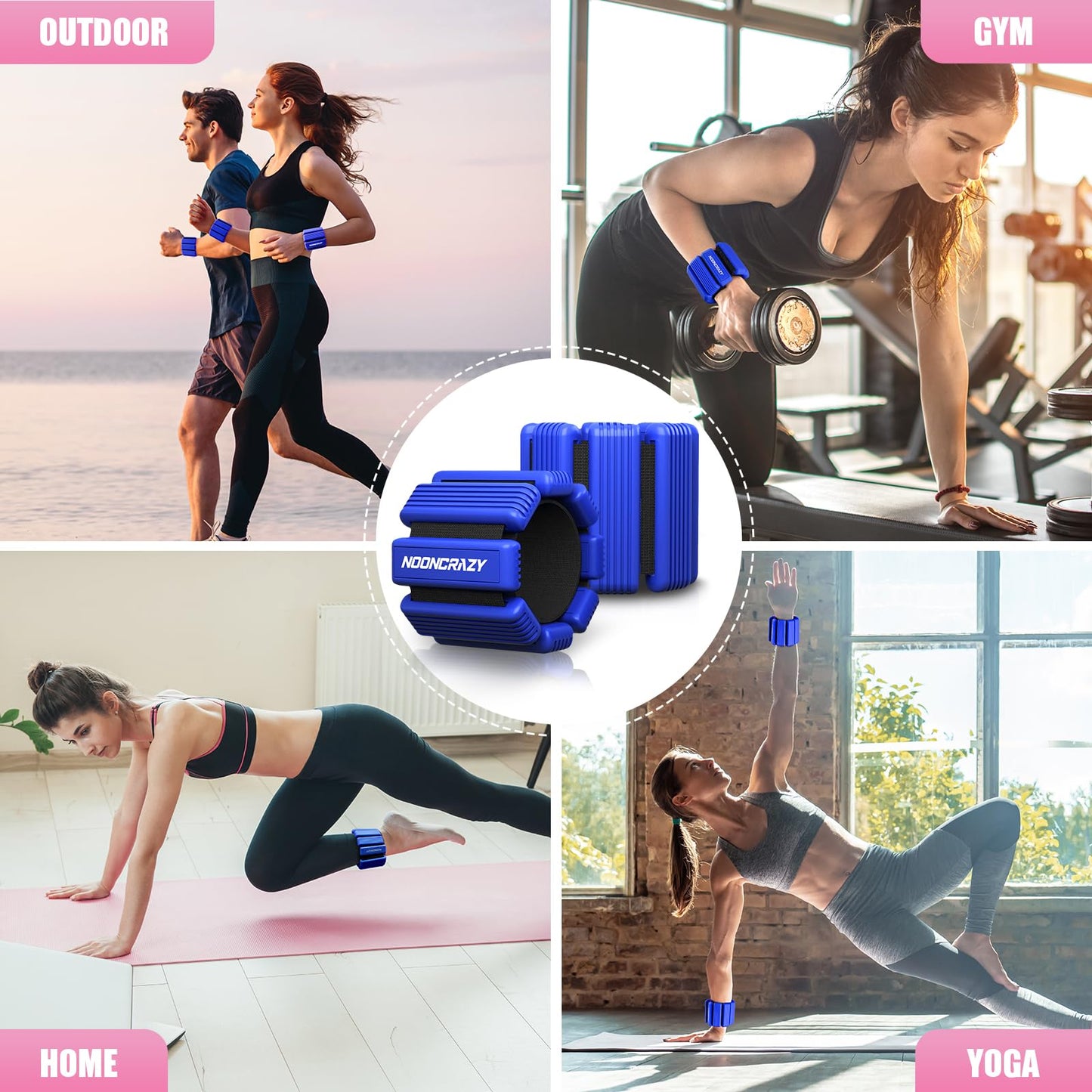 Pilates Wrist & Ankle Weights for Women, Wearable Strong Arm & Leg Weights Set of 2(1Lbs Each), Adjustable Ankle Weights for Walking, Yoga, Dance, Barre,Gym