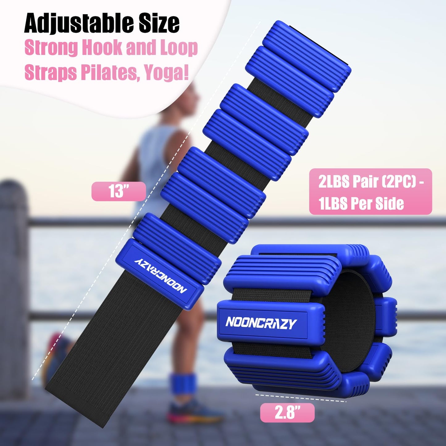 Pilates Wrist & Ankle Weights for Women, Wearable Strong Arm & Leg Weights Set of 2(1Lbs Each), Adjustable Ankle Weights for Walking, Yoga, Dance, Barre,Gym