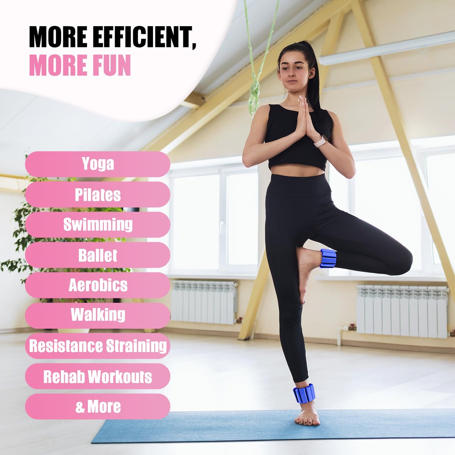 Pilates Wrist & Ankle Weights for Women, Wearable Strong Arm & Leg Weights Set of 2(1Lbs Each), Adjustable Ankle Weights for Walking, Yoga, Dance, Barre,Gym