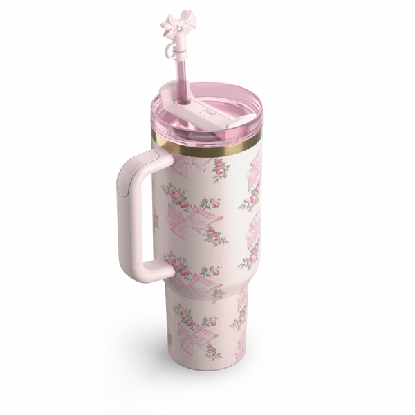 The Stanley X LoveShackFancy Holiday Quencher | 40 OZ - Rosa Beaux Pink with original Box